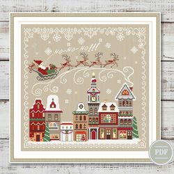 Christmas Cross Stitch Pattern Santa Claus Coming to Town PDF File Instant Download 144