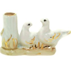Ceramic candle holder - Two White Holy Doves | Height: 5.0 cm (2,0 inches) | Made in Russia