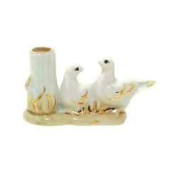 Ceramic candle holder - Two White Holy Doves | Height: 5.0 cm (2,0 inches) | Made in Russia
