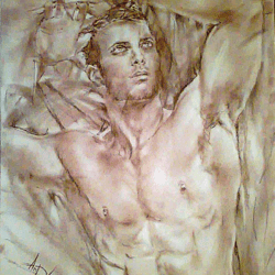 Gay art interest, sexy model boy face portrait, male body beautiful,armpits  man torso