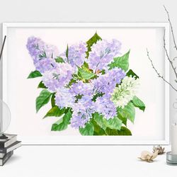 bouquet of lilac, watercolor original, flower, floral gift, spring