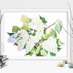 Bouquet of White Bird Cherry, Watercolor Original, Flower, floral gift, spring