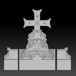 3D STL Model for CNC file Headstone with peacocks