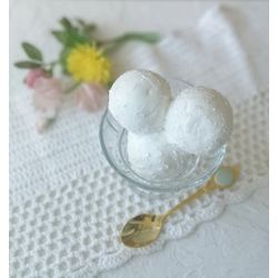 Fake ice cream (3 balls), polymer clay food, food for display