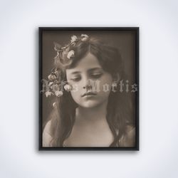 victorian sad dreamy girl retro photo portrait, printable art, print, poster (digital download)