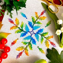 Cross stitch pattern PDF Four Seasons Rowan Leaves Mandala by CrossStitchingForFun Instant Download, Autumn cross stitch