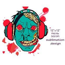Halloween Character Sublimation Design, Zombiel PNG Sublimation T-shirt Design, Zombie's head, Digital download