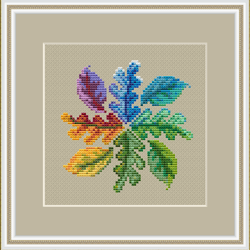 Cross stitch pattern PDF Seasonal Leaves Mandala by CrossStitchingForFun Instant Download, Autumn cross stitch chart PDF