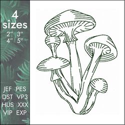 Honey Mushrooms Embroidery Design, mushroom forest agaric program files for machine, 4 sizes, Download