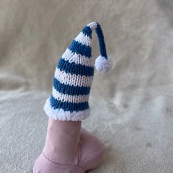 Cock sock blue elf hat. Christmas gift for him