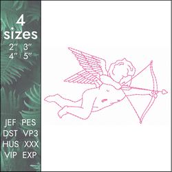cupid embroidery design, the god of love in ancient roman mythology, heart, valentine, angel, 4 sizes, instant download