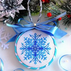 BLUE SNOWFLAKE Christmas cross stitch pattern PDF  by CrossStitchingForFun, Snowflake cross stitch pattern PDF