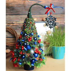 Green mini Christmas tree, Christmas gift, Xmas tree, Blue tree, Christmas garland, Gift for mom