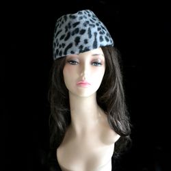 leopard forage cap, stewardess cap, leopard winter hat, leopard felt hat,