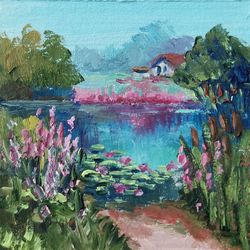 Blooming  Landscape Tiny Painting Oil Original Artwork  Small Painting by Nadia Hope