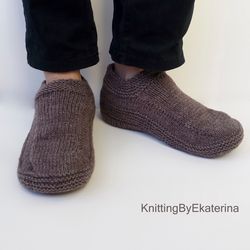 Mens Knit Slippers Mens Slipper Socks Knitted Slippers Travel Wool Slipper Socks Wool Gifts for Mens Knit Moccasin Socks