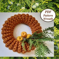 Crochet door wreath pattern PDF format with photo Christmas patterns round wreath crochet gifts