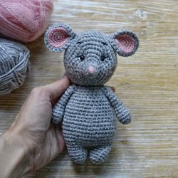 Crochet little mouse, cute gift for baby