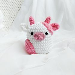 Crochet cow Plush cow Pink cow Crochet plush cow toy Cow toy Cow stuffed animal