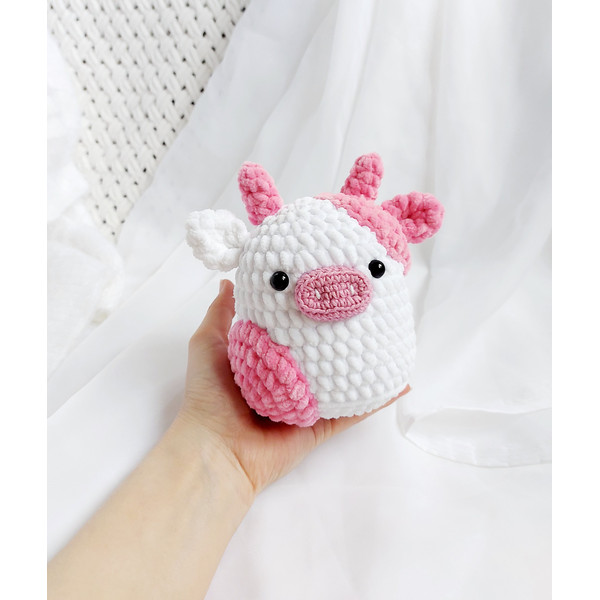 Crochet cow Plush cow Pink cow Crochet plush cow toy Cow toy - Inspire  Uplift
