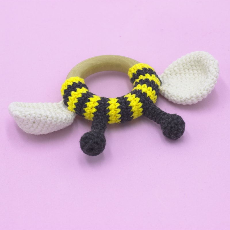 Baby rattle honey bee, bee teething toy, bumble bee sensory | Inspire ...