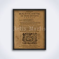 Hammer of Witches, Malleus Maleficarum, Hexenhammer 1574 medieval printable art, print, poster (Digital Download)