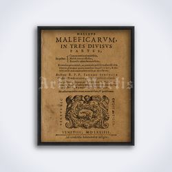 hammer of witches, malleus maleficarum, hexenhammer 1574 medieval printable art, print, poster (digital download)