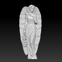 3D STL Model for CNC file Tombstone Angel with lilies