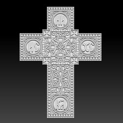 3D STL Model for CNC file. Cross with ornament