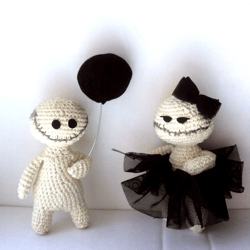 Handmade couple of zombies, crocheted zombies dolls with balloon, mental helth doll, therapy dolls