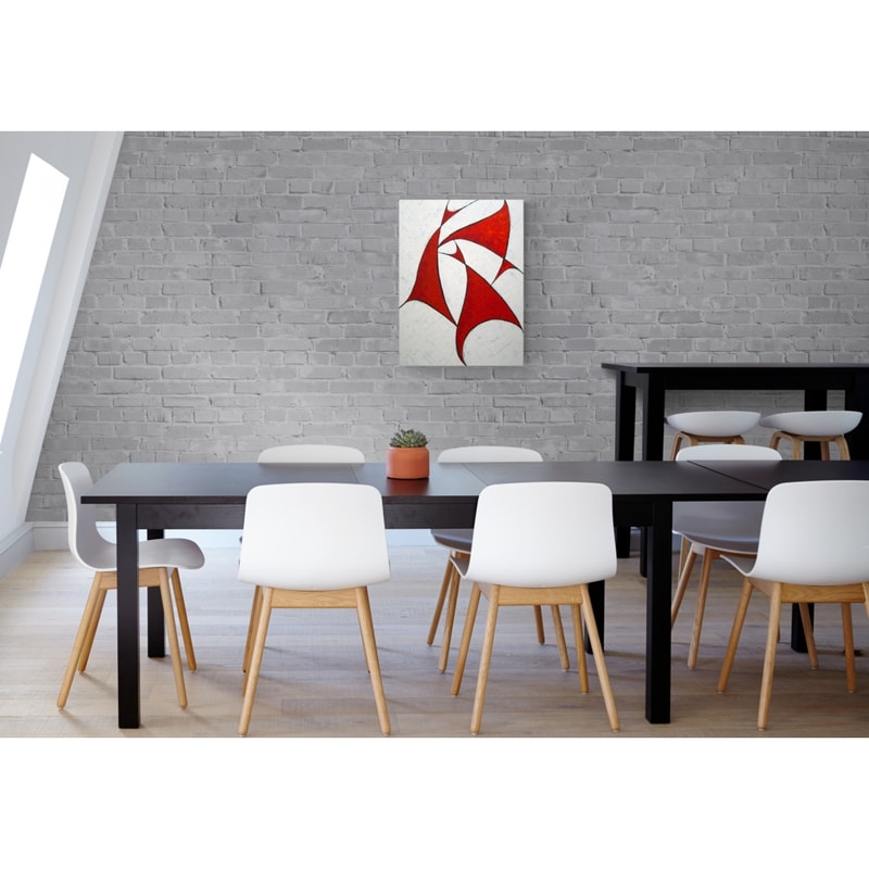 Hen-party-red-white-red-art-deco-abstract-painting-canvas-round-dance-red-corner-White-background-Wedding-Fine-Art-Paintings-Modern-paintings-acrylic-painting-M