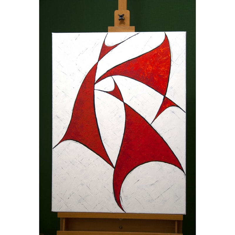 Hen-party-red-white-red-art-deco-abstract-painting-canvas-round-dance-red-corner-White-background-Wedding-Fine-Art-Paintings-Modern-paintings-acrylic-painting-M