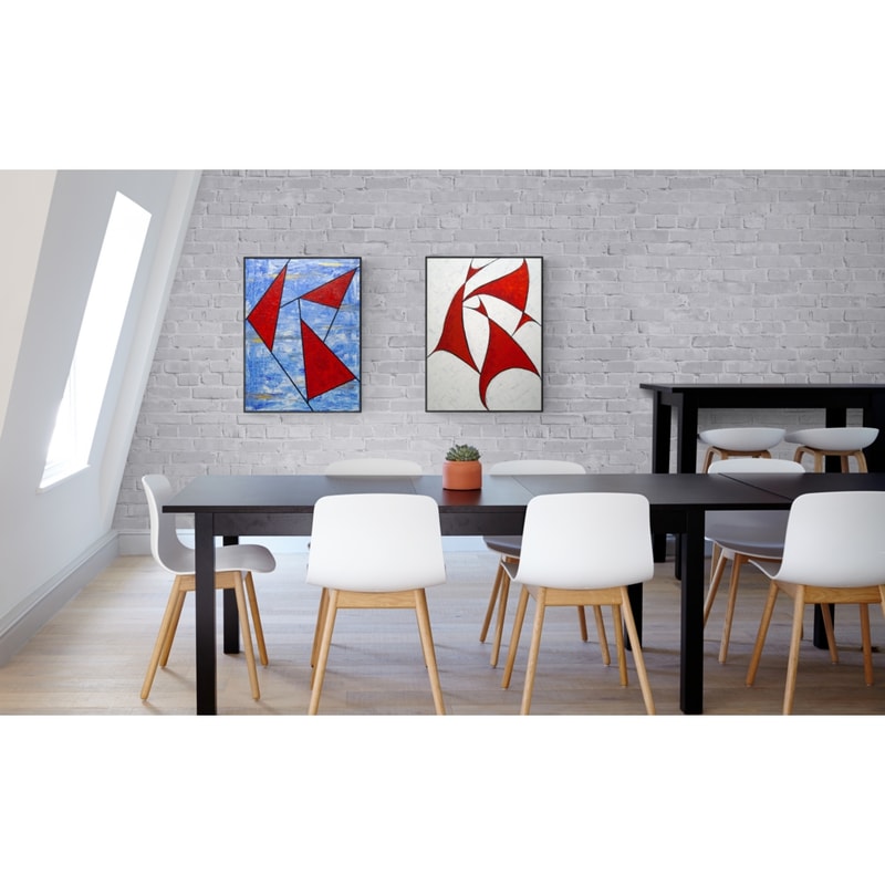 Hen-party-red-white-red-art-deco-abstract-painting-canvas-round-dance-red-corner-White-background-Wedding-Fine-Art-Paintings-Modern-paintings-acrylic-painting-M