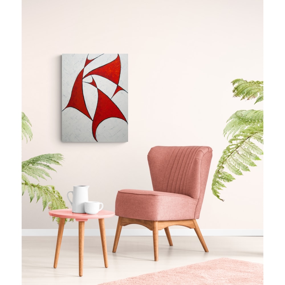 Hen-party-red-white-red-art-deco-abstract-painting-canvas-round-dance-red-corner-White-background-Wedding-Fine-Art-Paintings-Modern-paintings-acrylic-painting-M