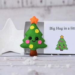 Christmas tree felted.  Pocket hug in a box. Christmas gifts for friends. Funny Christmas puns. Long distance gift.