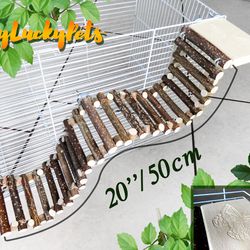 Ladder for rodents and birds with a right-hand platform and a butterfly pattern. Rat bridge.