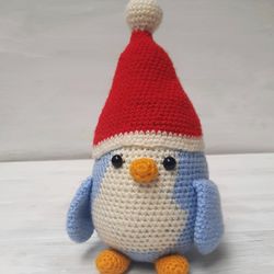 Hand Crochet Funny Christmas Penguin Stuffed Toys Animals Knit Gift Amigurumi