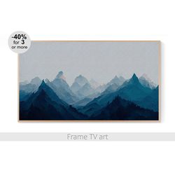 Samsung Frame TV art Digital Download 4K, Samsung Frame TV Art painting landscape blue mountains | 723