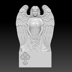 3D STL Model file for CNC Router Aspire Artcam 3D Printer Engraver Carving Milling. Tombstone Angel with flowers