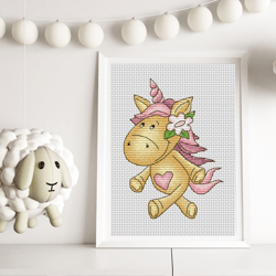 Unicorn cross stitch pattern PDF, animals cross stitch, cute unicorn, nursery cross stitch, fantasy cross stitch
