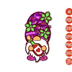 layered  fall gnome with bottle mandala svg, gnome cutting  for cricut