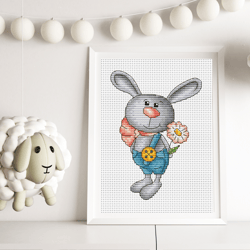 Bunny cross stitch pattern PDF, rabbit cross stitch, animals cross stitch, cute bunny, nursery cross stitch
