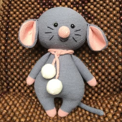 Handmade cute gray mouse_Bigsize