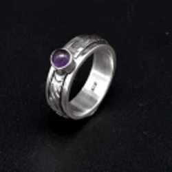 amethyst 925 sterling silver handmade spinner ring