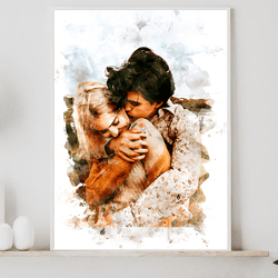 Custom Couple Portrait Watercolor, Custom Portrait From Photo, Custom Family Portrait, Christmas Gift For Boyfrined