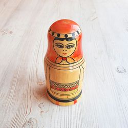 Wooden Russian Babushka - old Soviet vintage Matryoshka single piece