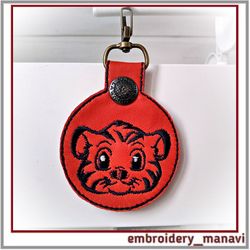 In the hoop Keychain with a tiger embroidery design
