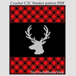 Crochet C2C Buffalo Plaid Deer blanket pattern PDF Download