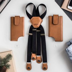 Shoulder Holster for Two Phones Leather Body Bags and Suspender \ for 2 Phones (kit without wallet)