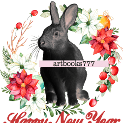 year of the hare, 2023, black rabbit, new year, sublimation